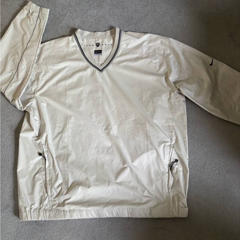 Nike Golf “CLIMA-FIT” Men's Pullover Windbreaker. V-neck, off-white, XXL
